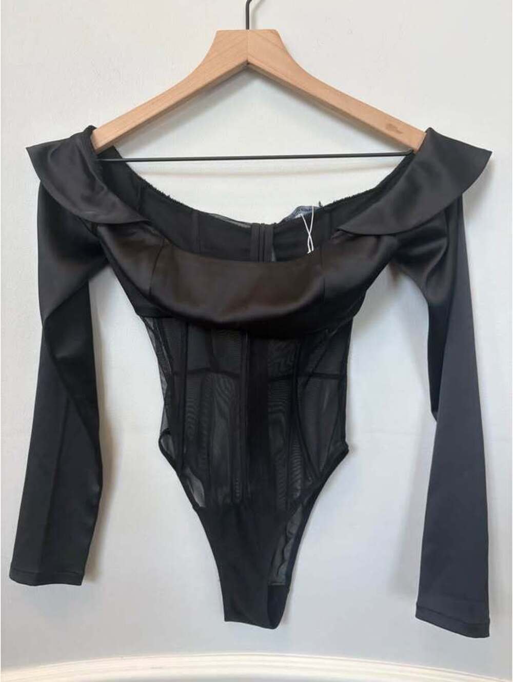 Beyond Egreis Black Mesh Corset Bodysuit Size XS